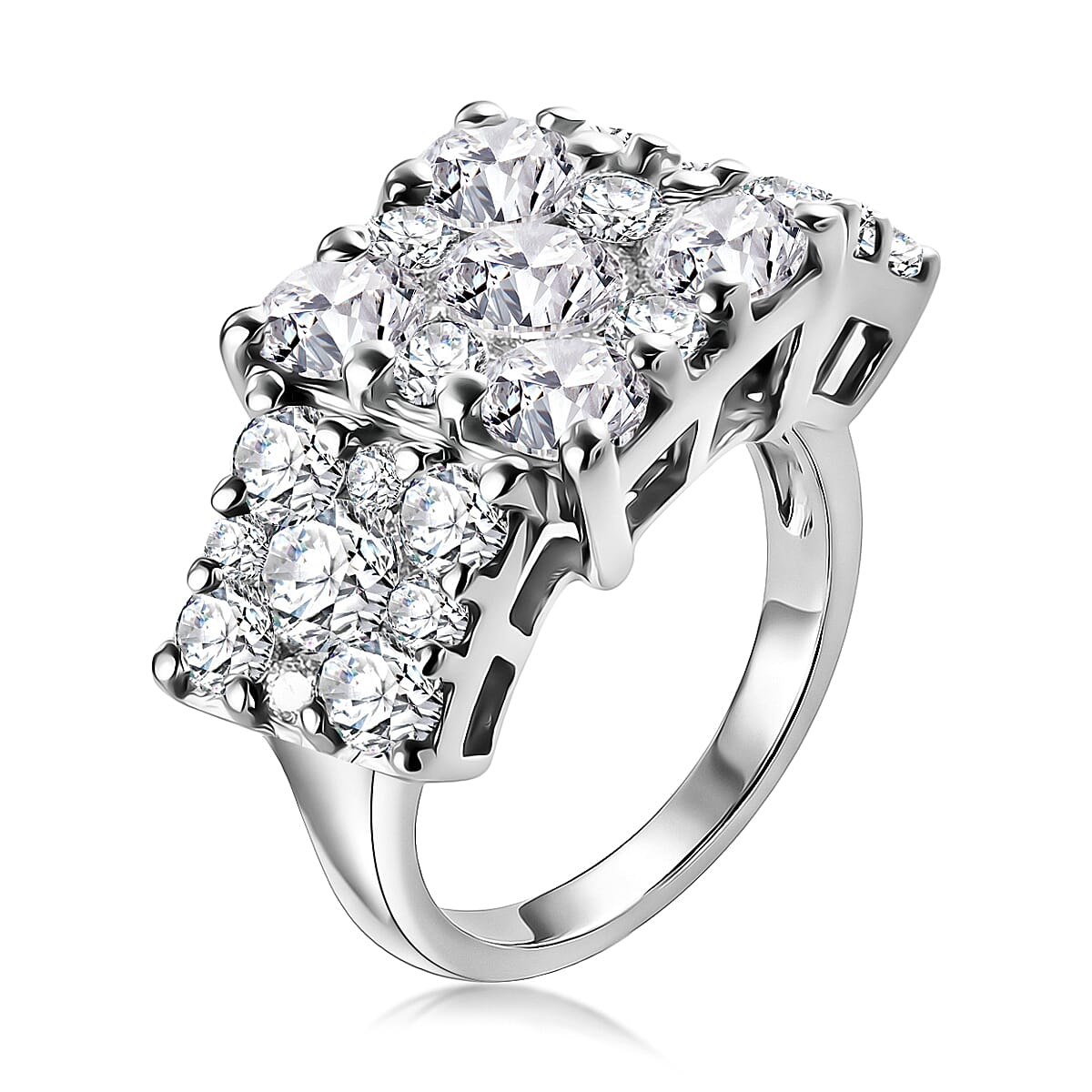 Lustro Stella Finest CZ 4.00 ctw Ring in Platinum Over Sterling Silver (Size 5.5)