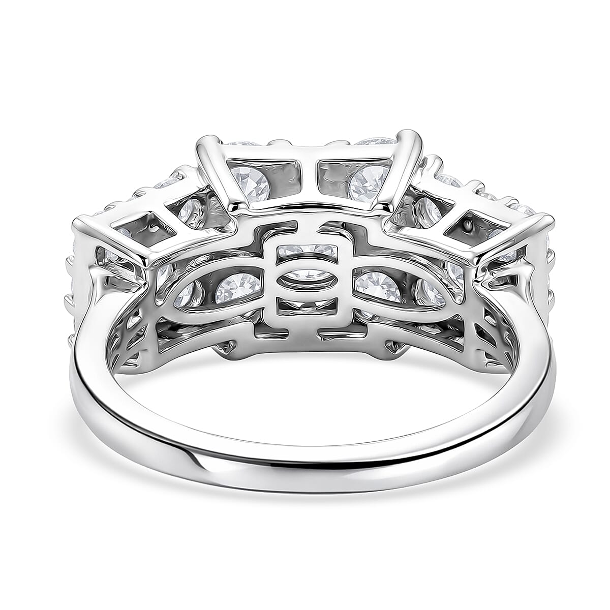 Lustro Stella Finest CZ 4.00 ctw Ring in Platinum Over Sterling Silver (Size 5.5)