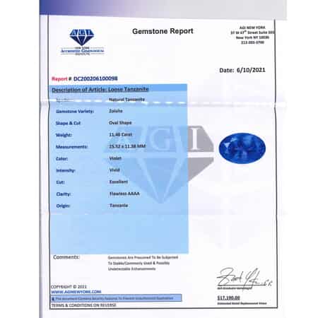 AAAA Tanzanite with Appraised Certificate (Ovl Free Size) 11.46 ctw image number 4