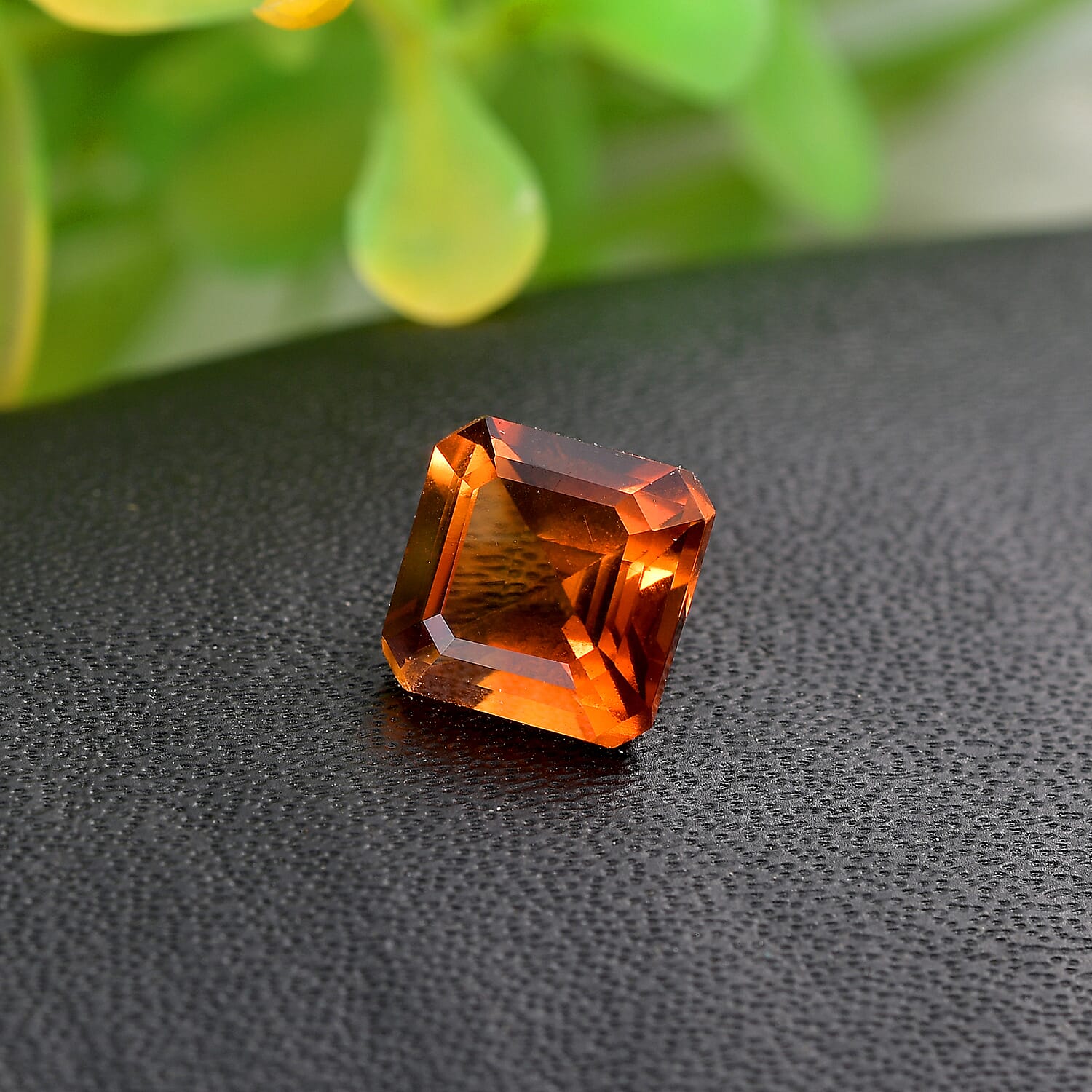 Asscher Cut Brazilian Cherry Citrine (Oct 7x7 mm) 1.61 ctw Loose Gemstone