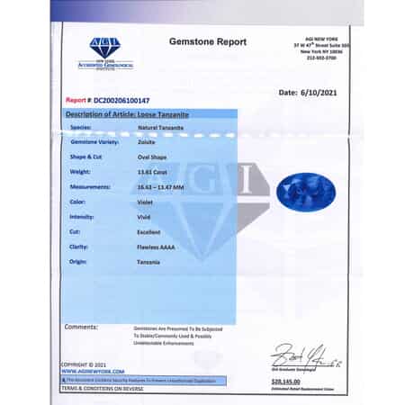 AAAA Tanzanite with Appraised Certificate (Ovl Free Size) 13.61 ctw image number 4