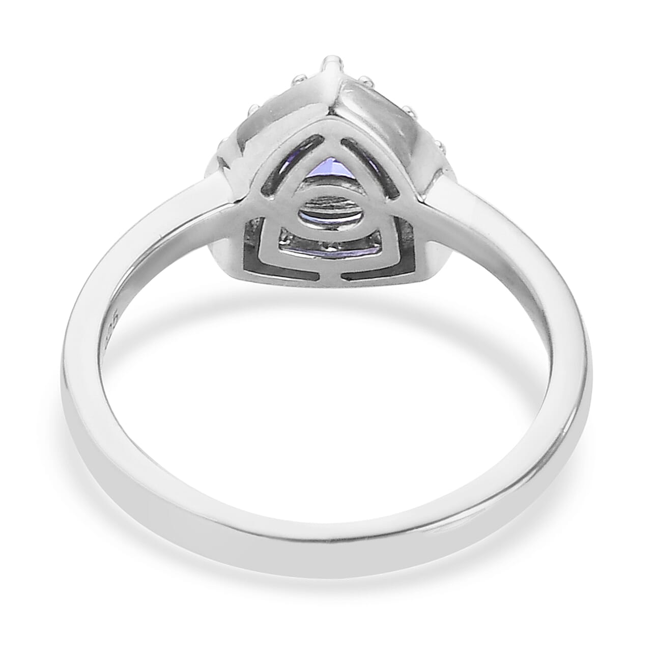 Tanzanite and Natural White Zircon Halo Ring in Platinum Over Sterling Silver (Size 10.0) 1.00 ctw