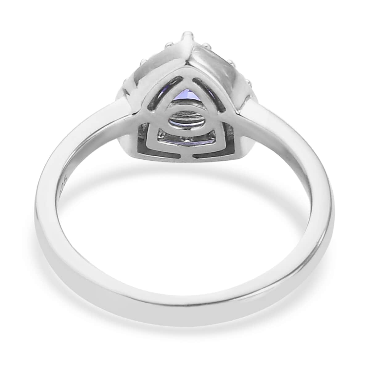 Tanzanite and Natural White Zircon Halo Ring in Platinum Over Sterling Silver (Size 10.0) 1.00 ctw image number 4