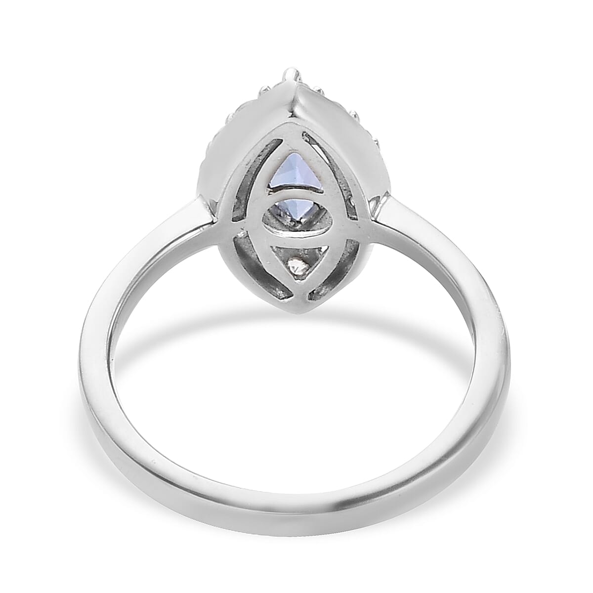 Tanzanite and Natural White Zircon Halo Ring in Platinum Over Sterling Silver (Size 6.0) 1.15 ctw image number 4
