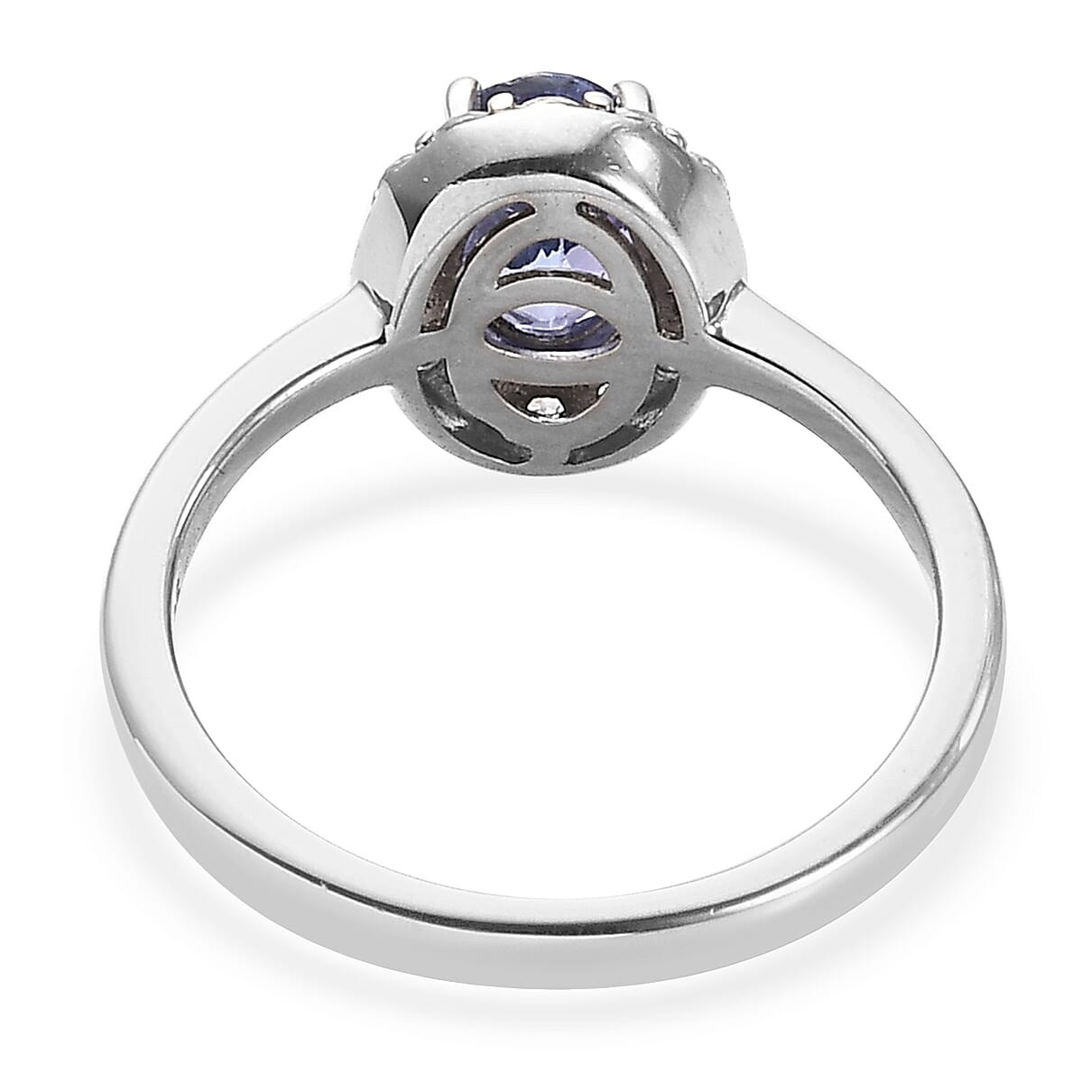 Tanzanite and Natural White Zircon Halo Ring in Platinum Over Sterling Silver (Size 6.0) 1.10 ctw image number 4