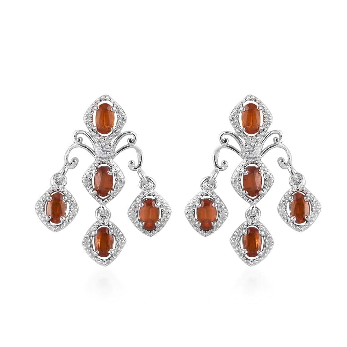 Tangerine Kyanite and Zircon Earrings in Platinum Over Sterling Silver 3.50 ctw image number 0