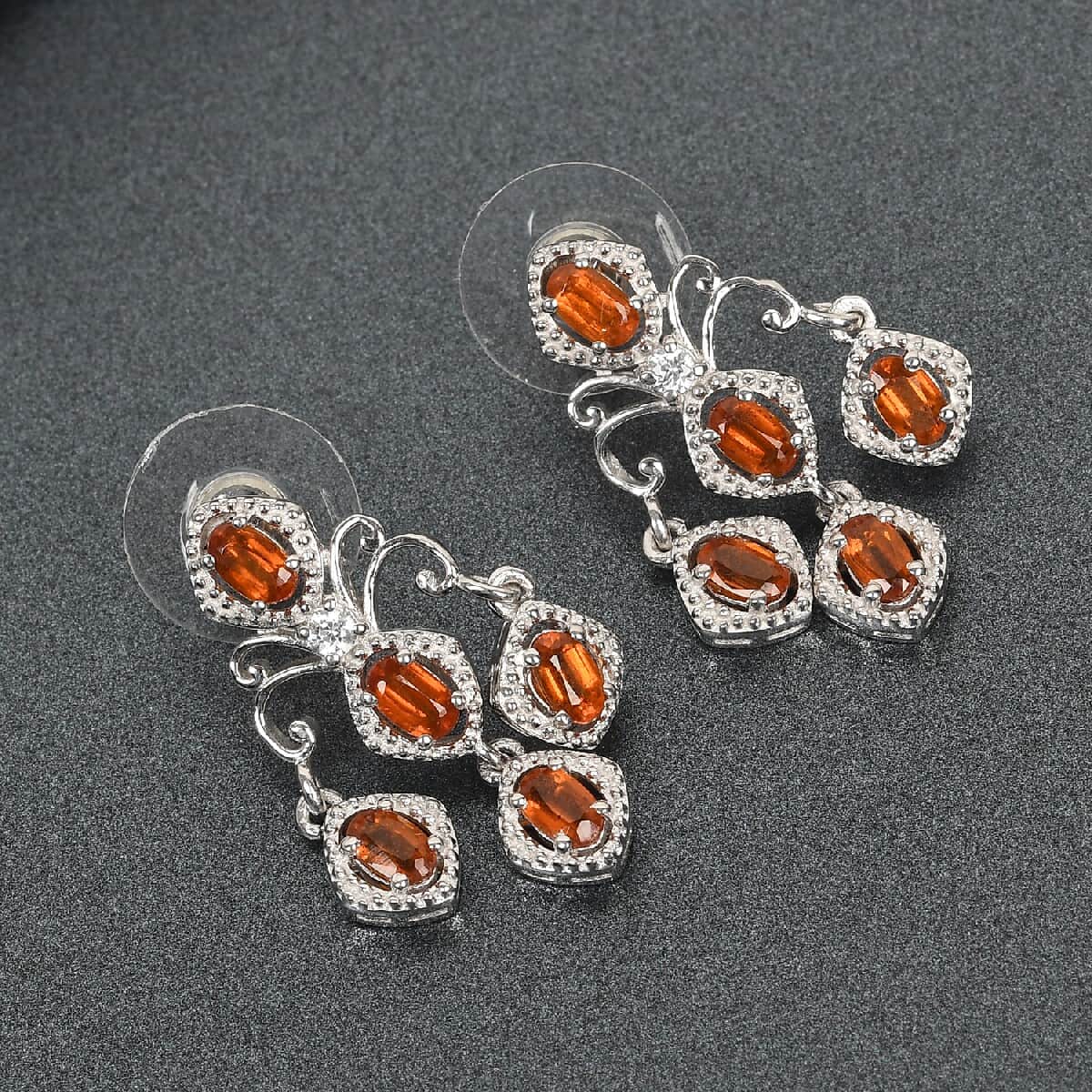 Tangerine Kyanite and Zircon Earrings in Platinum Over Sterling Silver 3.50 ctw image number 1