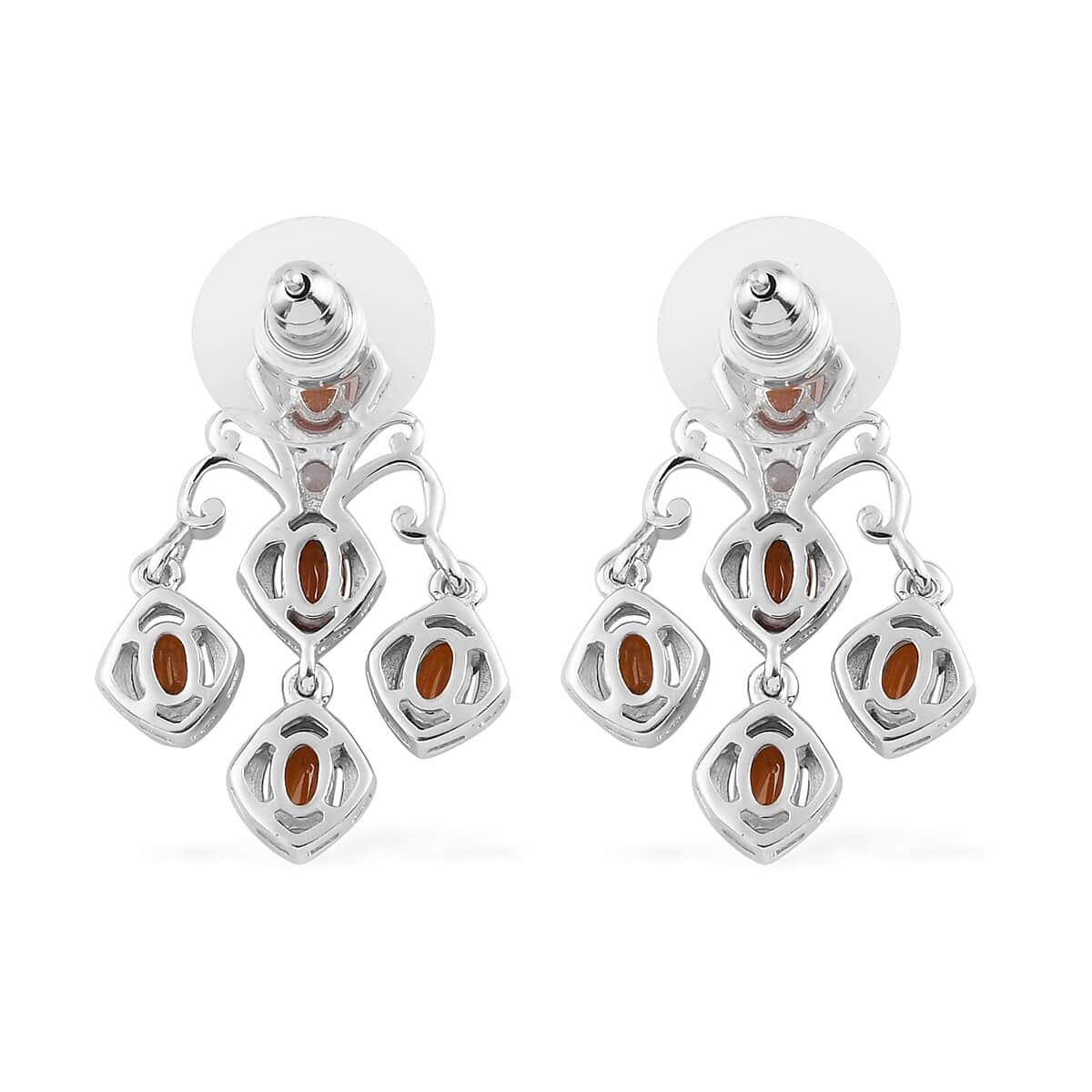 Tangerine Kyanite and Zircon Earrings in Platinum Over Sterling Silver 3.50 ctw image number 3