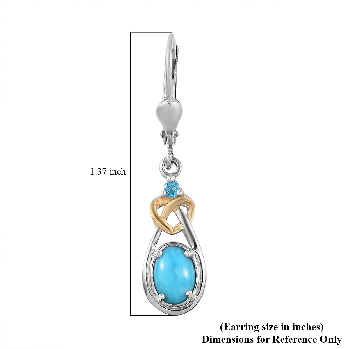 AMERICAN Natural Sleeping Beauty Turquoise and Malgache Neon Apatite Dangle Earrings in Vermeil Yellow Gold and Platinum Over Sterling Silver 1.50 ctw image number 4