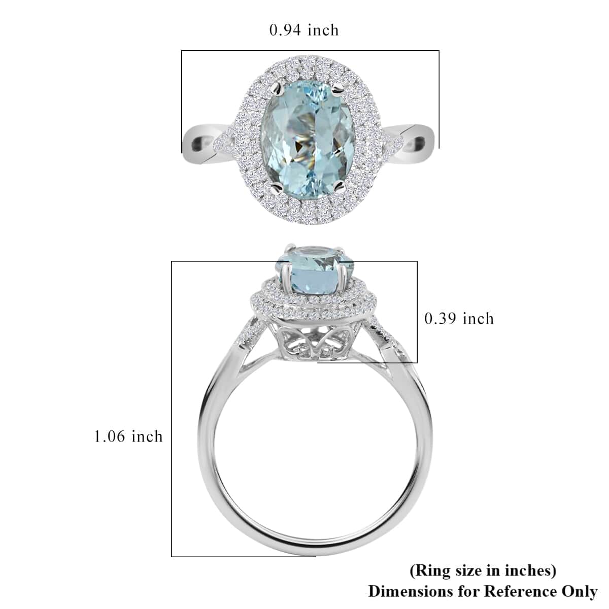 Iliana 18K White Gold AAA Santa Maria Aquamarine and G-H SI Diamond Halo Ring (Size 7.0) 5 Grams 2.15 ctw image number 5