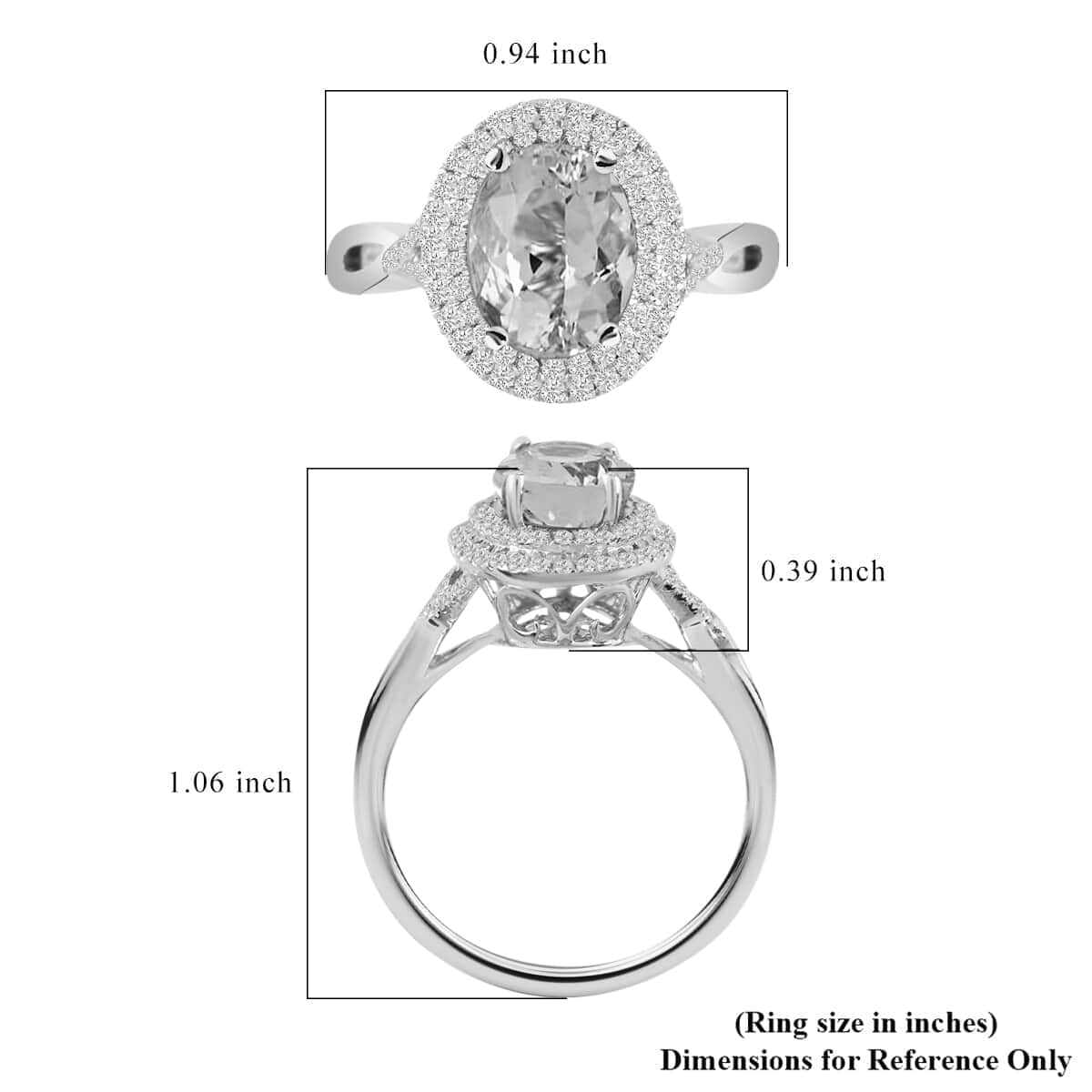Iliana 18K White Gold AAA Santa Maria Aquamarine and G-H SI Diamond Halo Ring (Size 9.0) 5 Grams 2.15 ctw image number 5