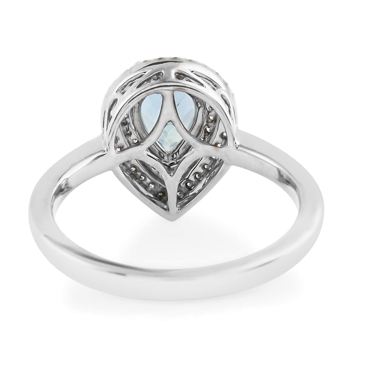 ILIANA 18K White Gold AAA Santa Maria Aquamarine and G-H SI Diamond Ring (Size 6.0) 4.30 Grams 1.25 ctw image number 4