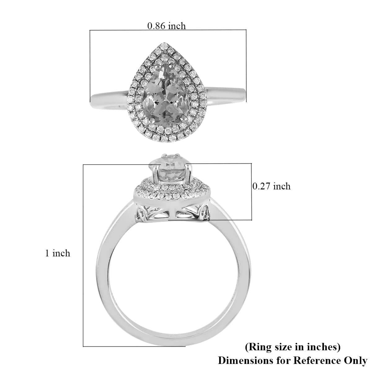 ILIANA 18K White Gold AAA Santa Maria Aquamarine and G-H SI Diamond Ring (Size 6.0) 4.30 Grams 1.25 ctw image number 5