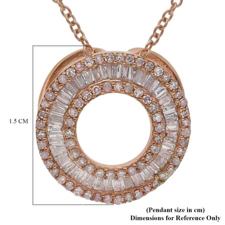 Natural Pink Diamond I3 Circle Pendant Necklace 18 Inches in Vermeil Rose Gold Over Sterling Silver 0.50 ctw image number 5