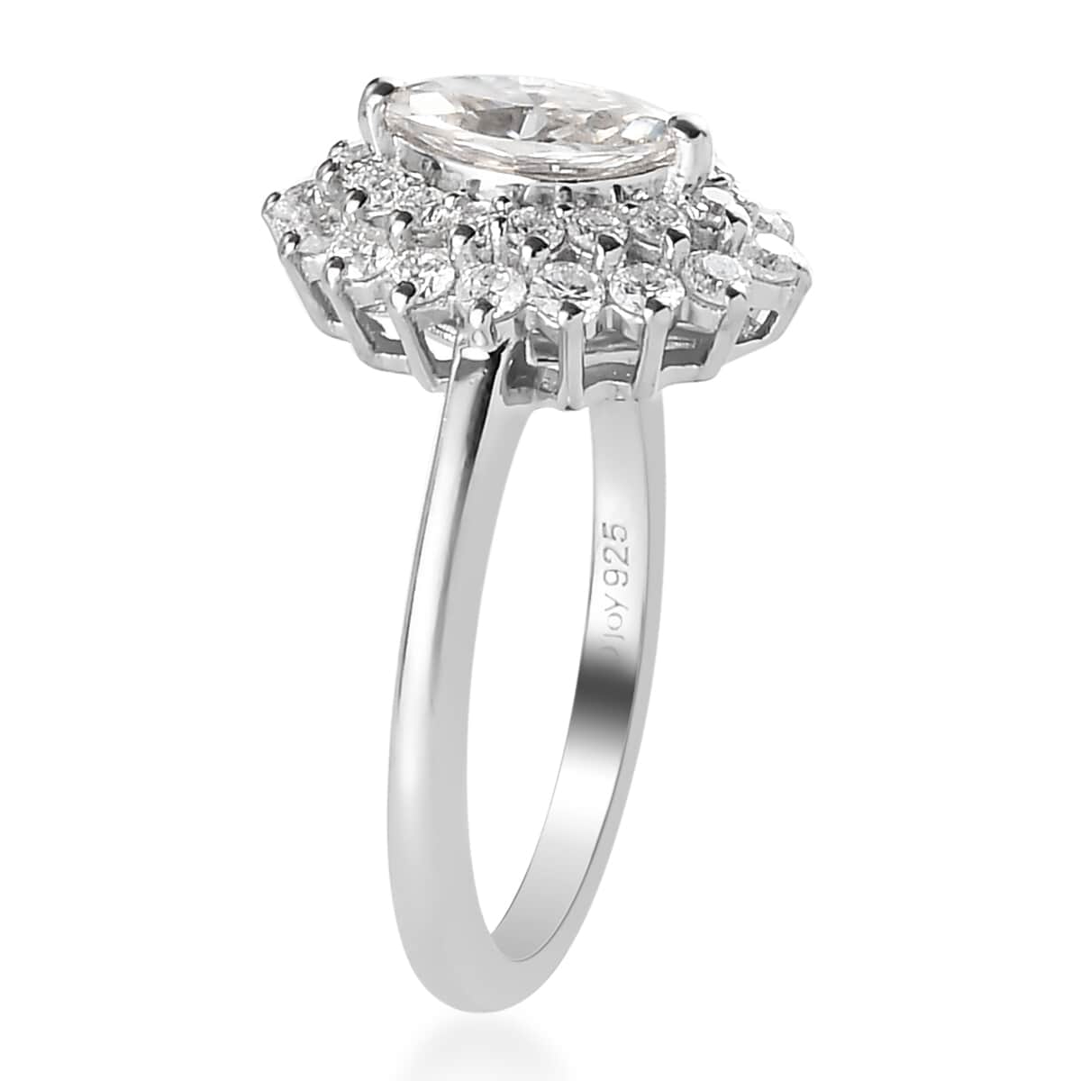Moissanite Cocktail Ring in Platinum Over Sterling Silver 1.15 ctw image number 3