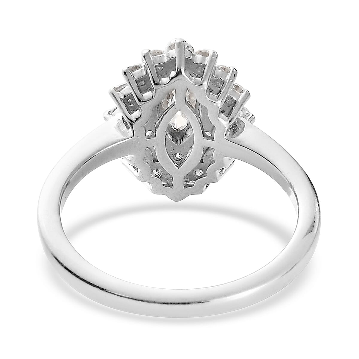 Moissanite Cocktail Ring in Platinum Over Sterling Silver (Size 10.0) 1.15 ctw
