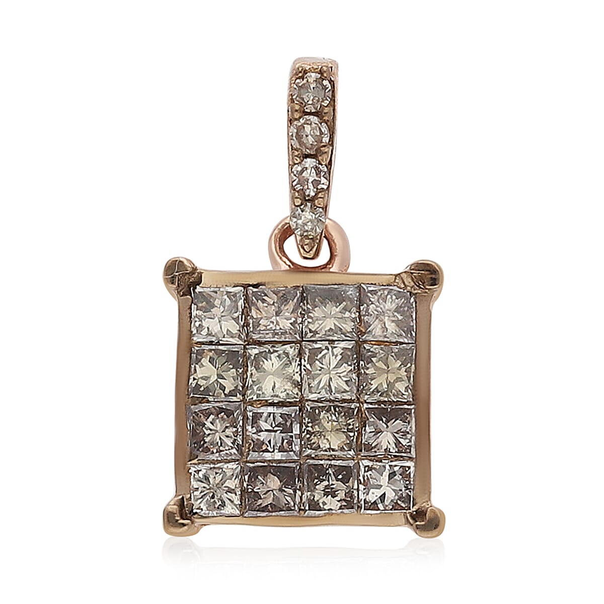 10K Rose Gold Natural Champagne Diamond Pendant without Chain 0.50 ctw