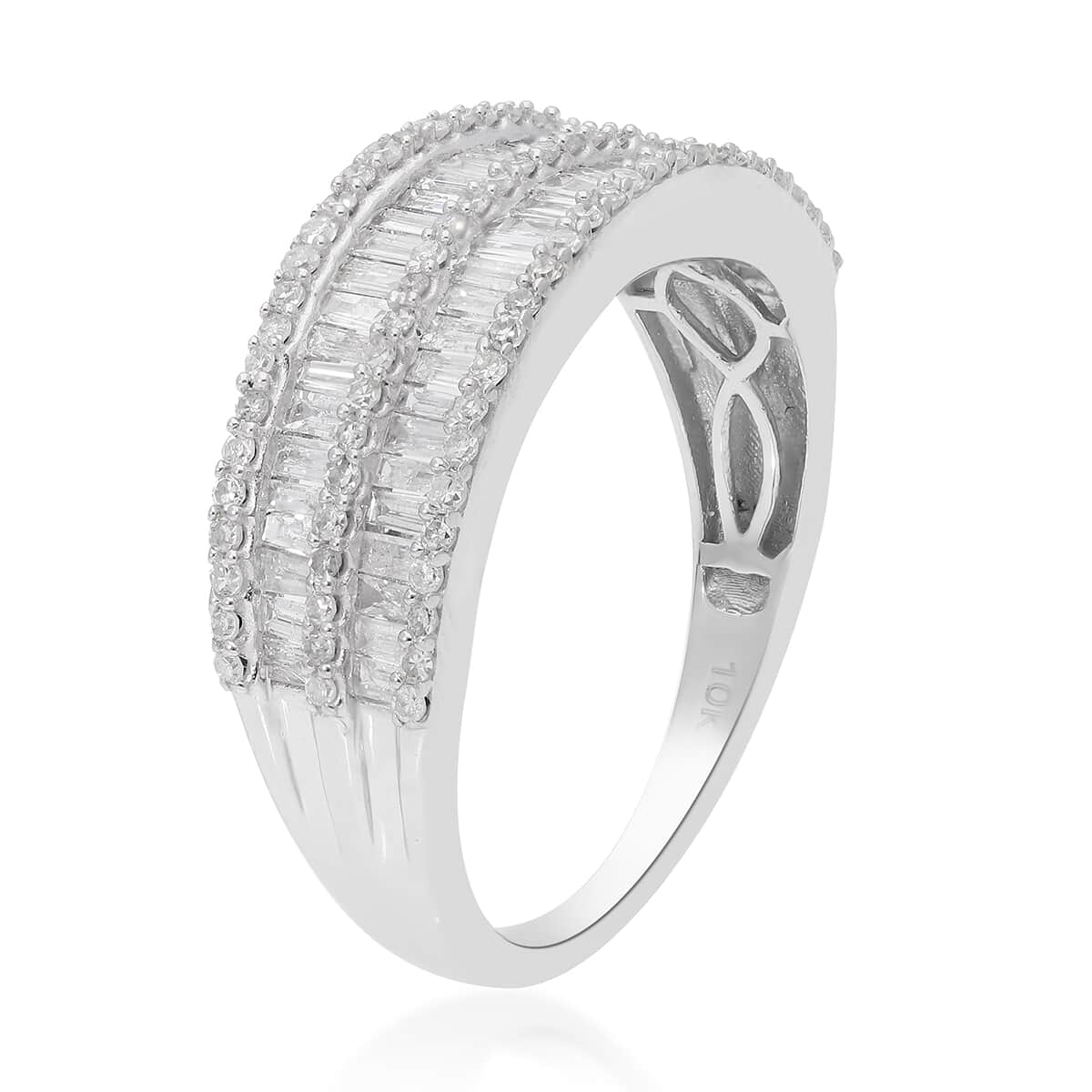 SGL Certified G-H I3 Diamond 1.00 ctw Ring in 10K White Gold (Size 6.0) 4 Grams image number 3