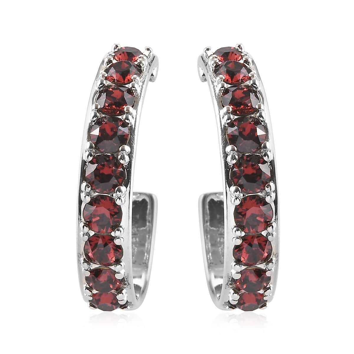 KARIS Burgundy Crystal Hoop Earrings in Platinum Bond image number 0