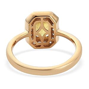 AA Yellow Sapphire and White Zircon 1.52 ctw Ring in 14K Yellow Gold Over Sterling Silver (Size 6.5)