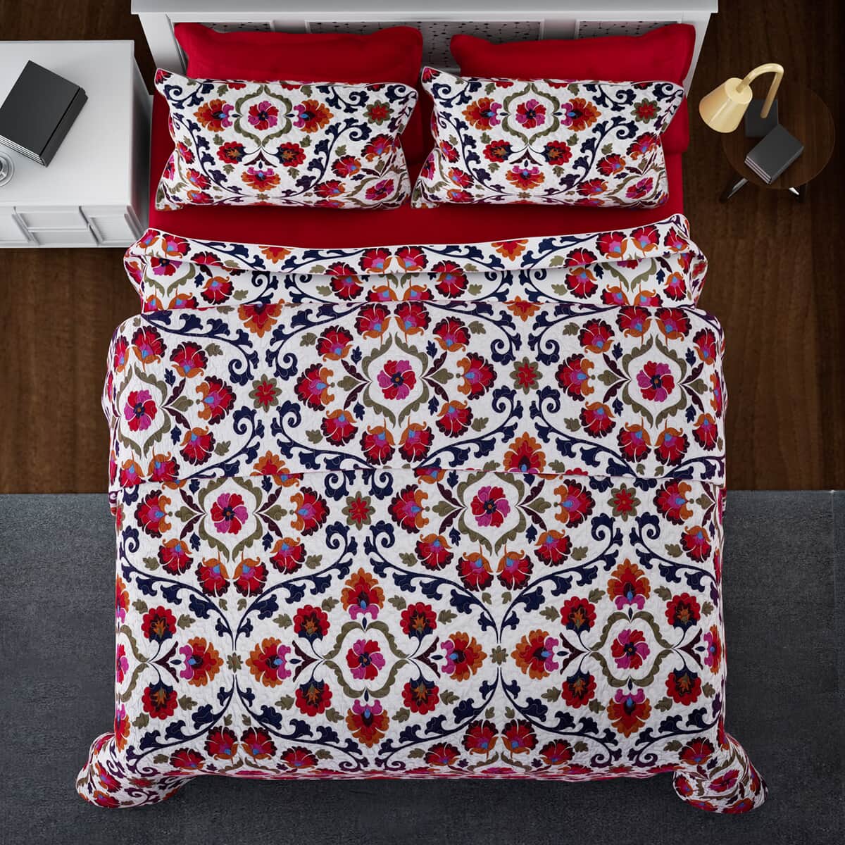 Shop LC Homesmart Red Flower 3D Digital Print Pattern Microfiber Comforter and Pillow Cover Size - Queen Gifts