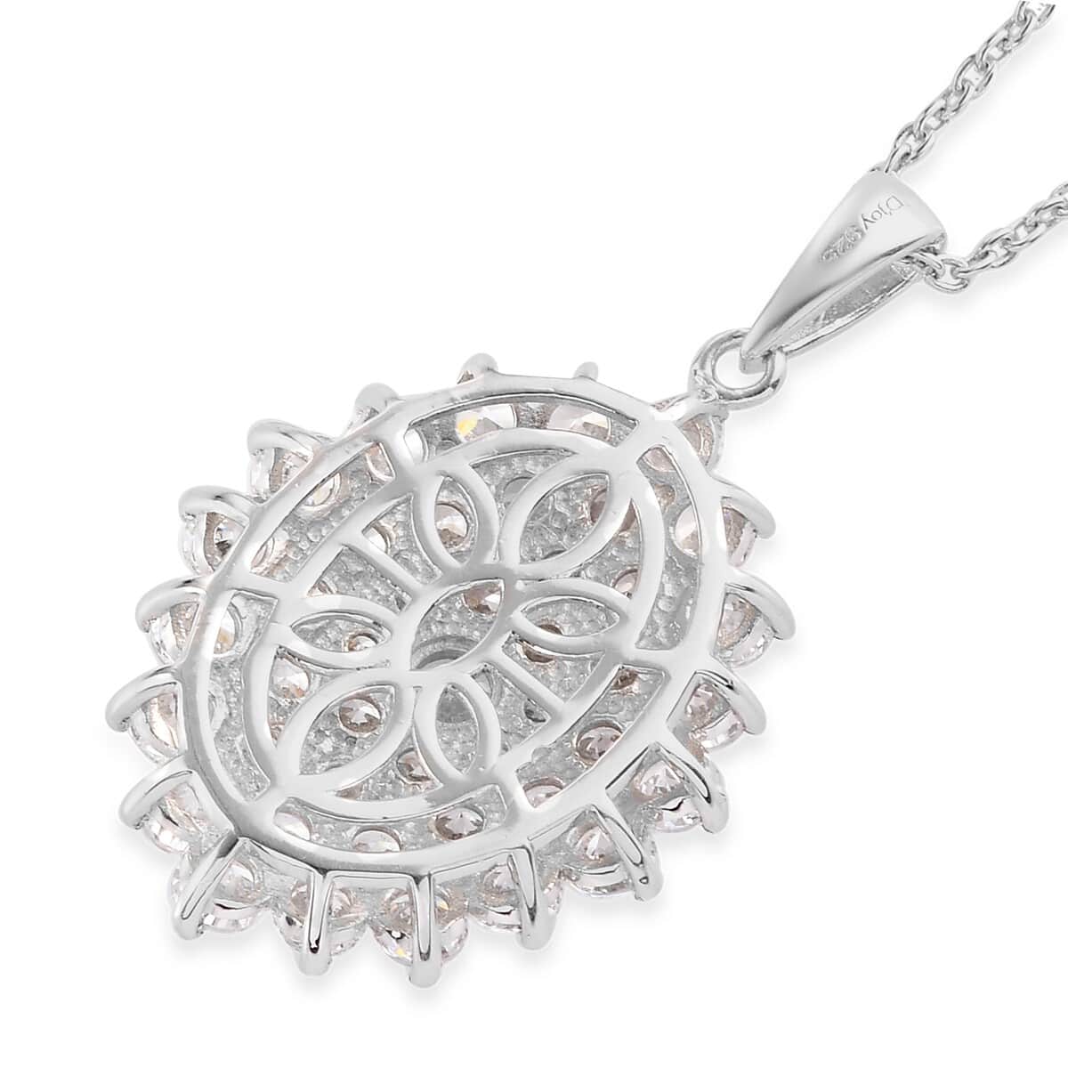 LUSTRO STELLA Made with Finest CZ Cluster Pendant Necklace 20 Inches in Platinum Over Sterling Silver 8.15 ctw image number 4