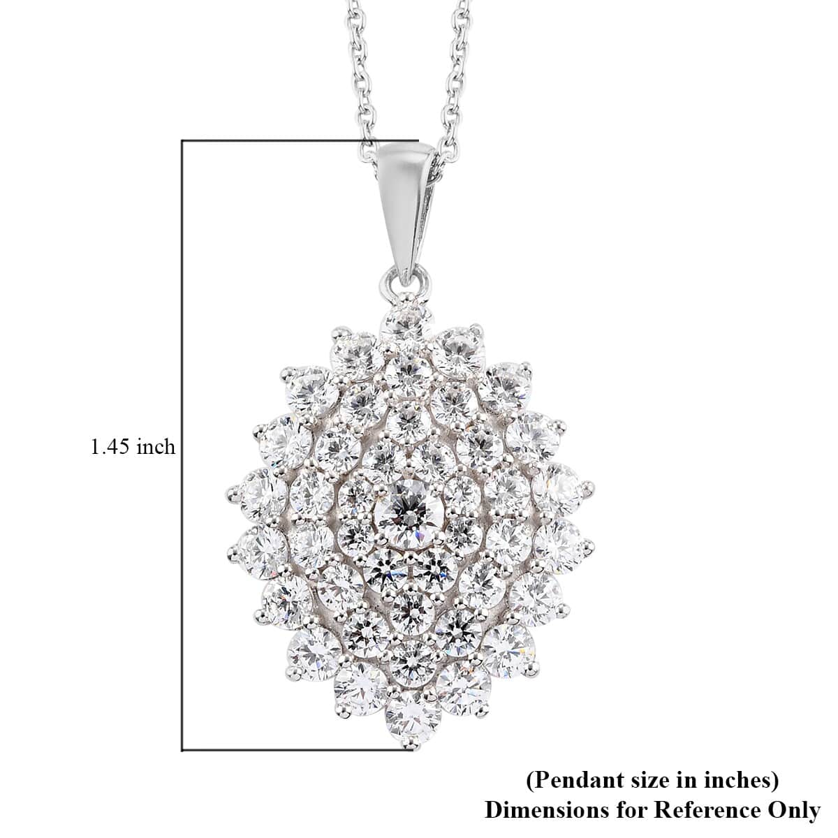 LUSTRO STELLA Made with Finest CZ Cluster Pendant Necklace 20 Inches in Platinum Over Sterling Silver 8.15 ctw image number 5