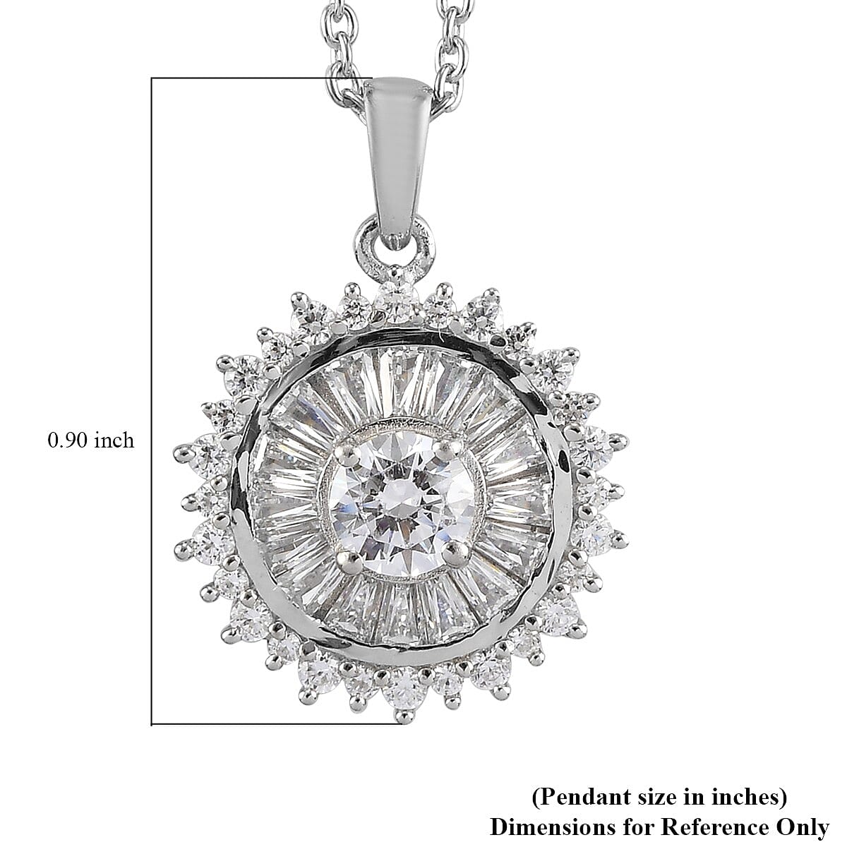 Lustro Stella Made with Finest CZ Floral Pendant Necklace 20 Inches in Platinum Over Sterling Silver 3.35 ctw
