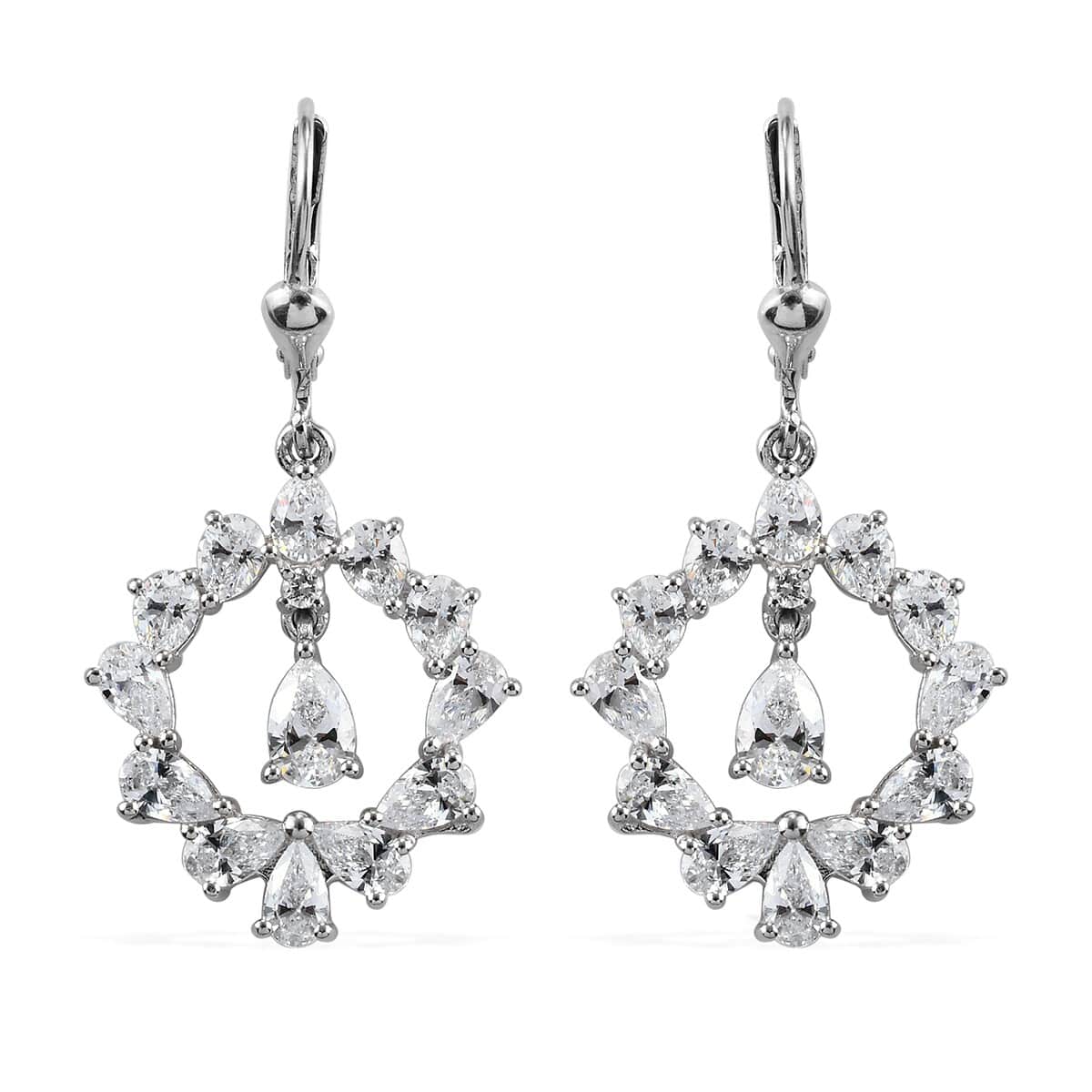 Lustro Stella Made with Finest CZ Dangling Earrings in Platinum Over Sterling Silver 8.00 ctw image number 0