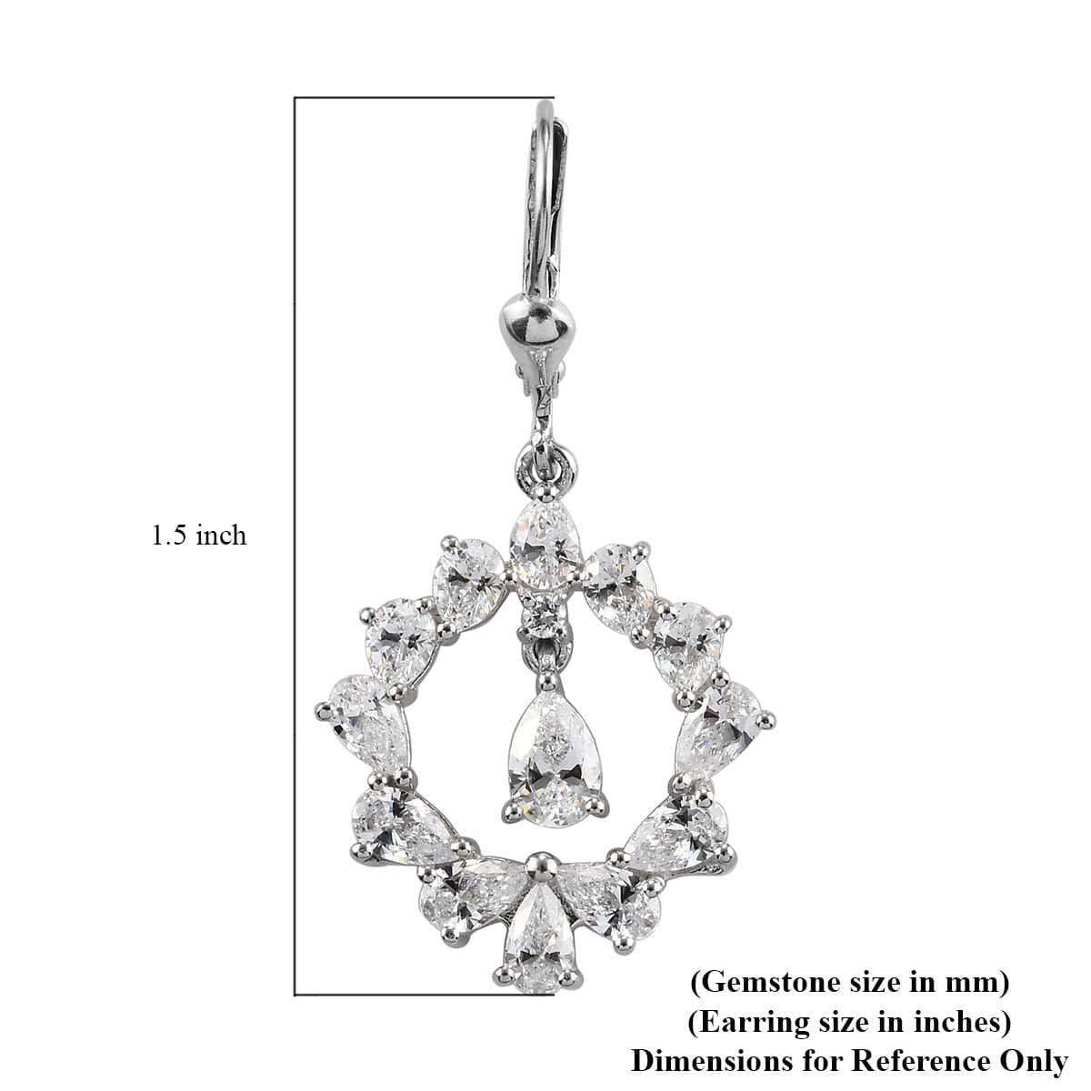Lustro Stella Made with Finest CZ Dangling Earrings in Platinum Over Sterling Silver 8.00 ctw image number 4