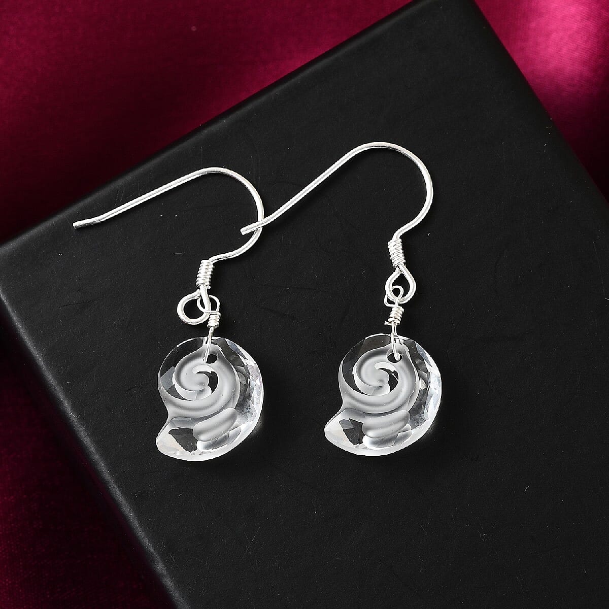White Crystal Dangle Earrings in Sterling Silver 
