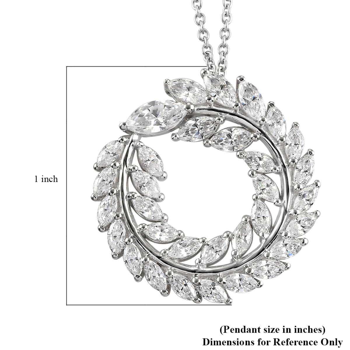 Lustro Stella Made with Finest CZ Wreath Pendant Necklace 20 Inches in Platinum Over Sterling Silver 4.60 ctw image number 5