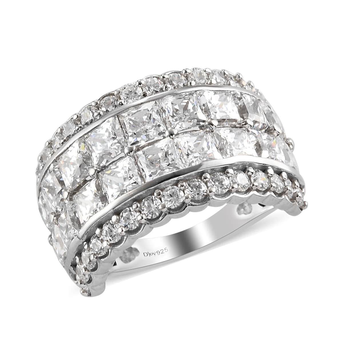 LUSTRO STELLA Made with Finest CZ Half Band Ring in Platinum Over Sterling Silver (Size 7.0) 9.75 ctw image number 0