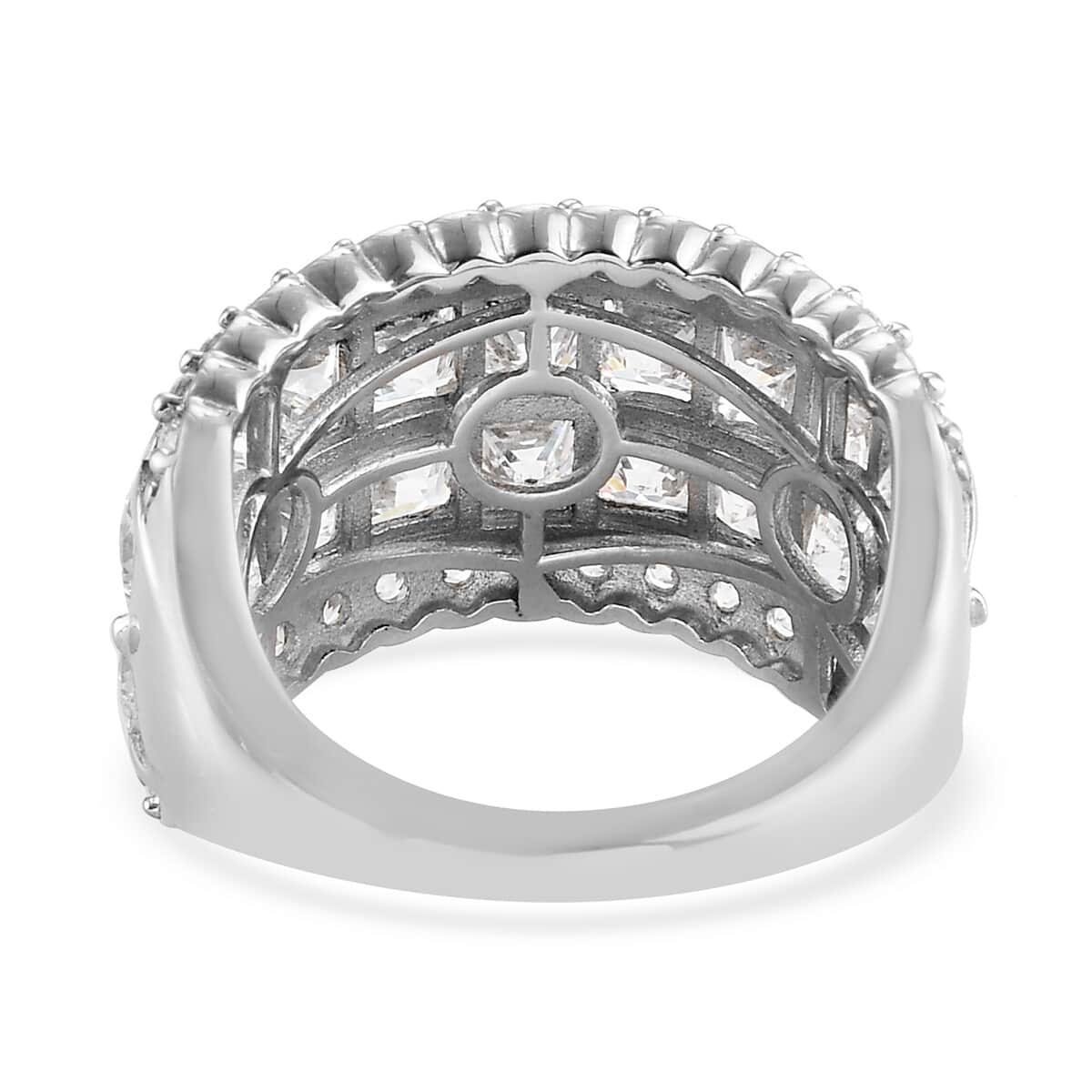 LUSTRO STELLA Made with Finest CZ Half Band Ring in Platinum Over Sterling Silver (Size 7.0) 9.75 ctw image number 4