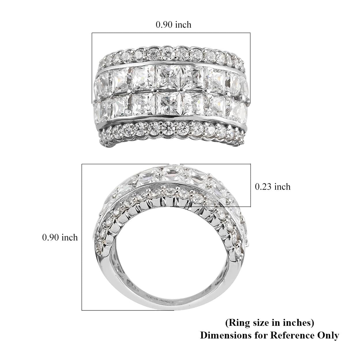 LUSTRO STELLA Made with Finest CZ Half Band Ring in Platinum Over Sterling Silver (Size 7.0) 9.75 ctw image number 5