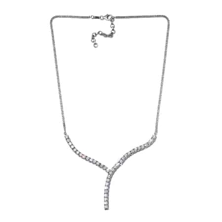 Lustro Stella Made with Finest CZ Fancy Necklace 18 Inches with Extender in Platinum Over Sterling Silver 13.80 ctw image number 0