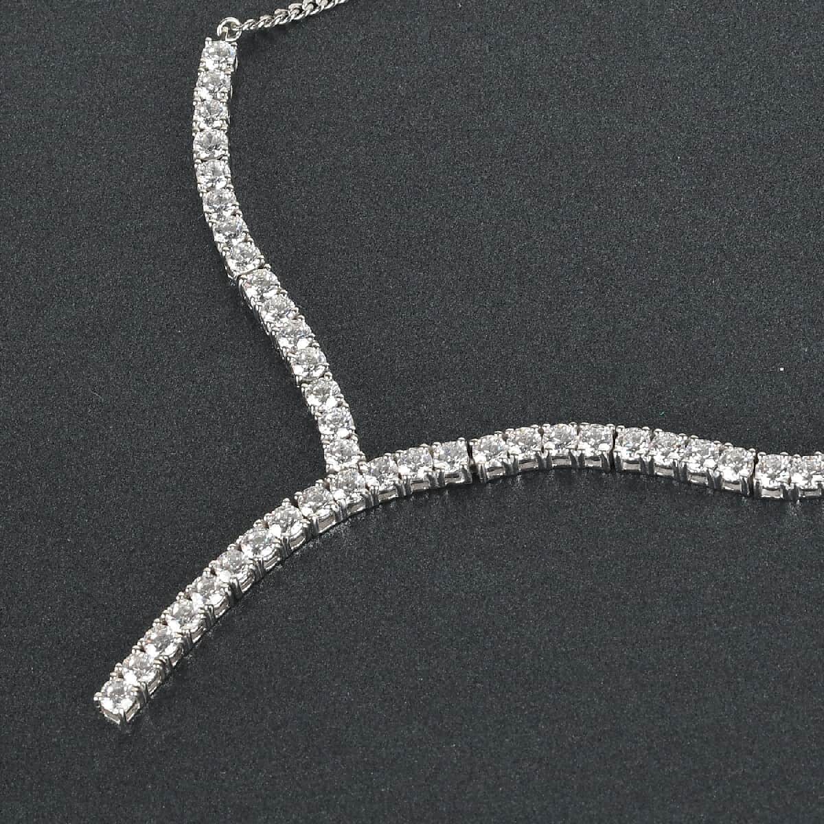 Lustro Stella Made with Finest CZ Fancy Necklace 18 Inches with Extender in Platinum Over Sterling Silver 13.80 ctw image number 1