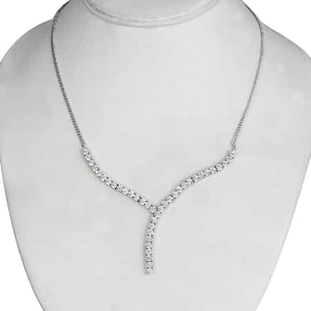 Lustro Stella Made with Finest CZ Fancy Necklace 18 Inches with Extender in Platinum Over Sterling Silver 13.80 ctw image number 2