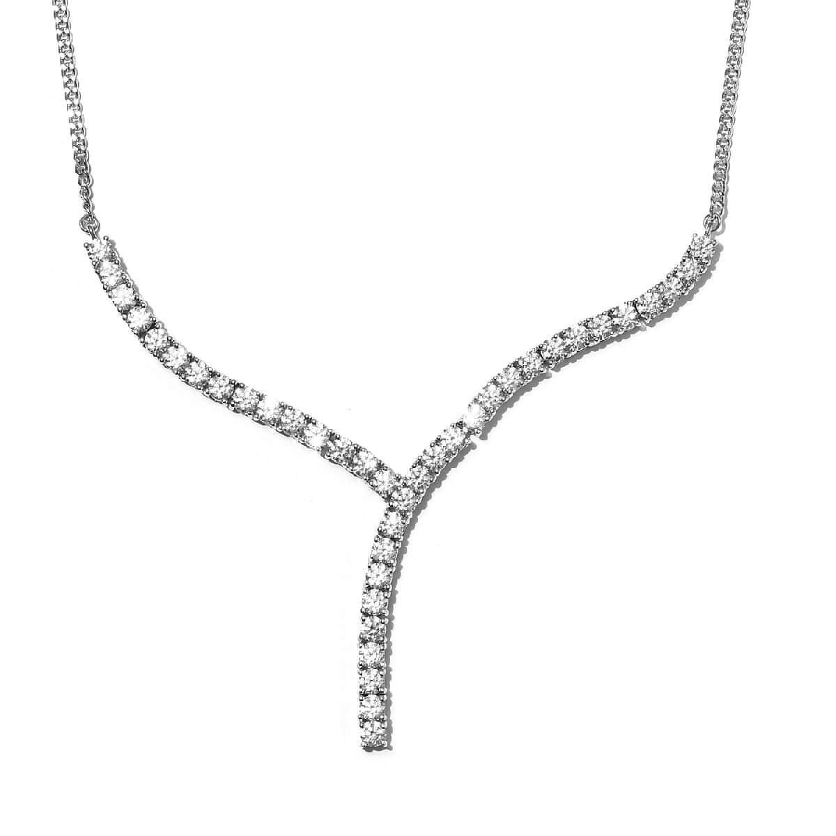 Lustro Stella Made with Finest CZ Fancy Necklace 18 Inches with Extender in Platinum Over Sterling Silver 13.80 ctw image number 3