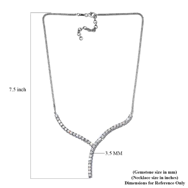 Lustro Stella Made with Finest CZ Fancy Necklace 18 Inches with Extender in Platinum Over Sterling Silver 13.80 ctw