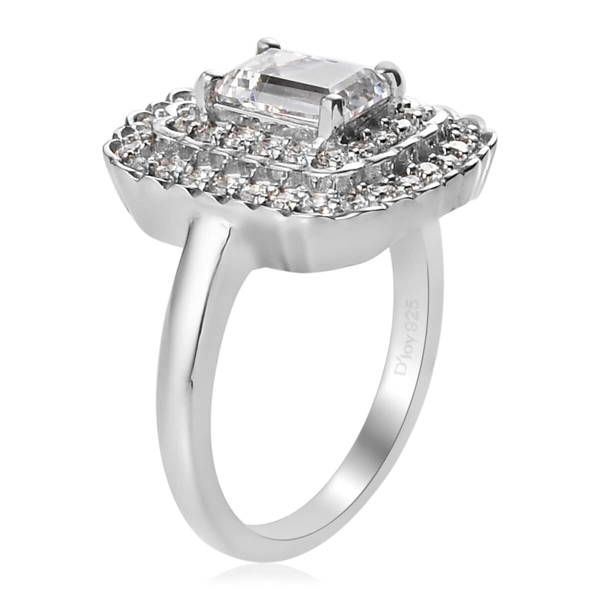 Lustro Stella Made with Finest CZ Cocktail Ring in Platinum Over Sterling Silver (Size 7.0) 2.50 ctw image number 3