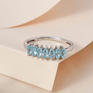 Madagascar Paraiba Apatite 7 Stone Ring in Platinum Over Sterling Silver (Size 6.0) 0.65 ctw