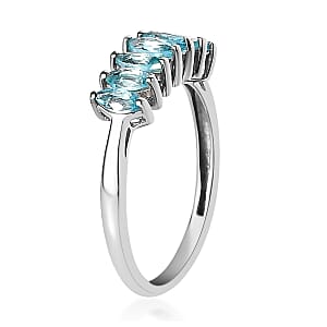 Madagascar Paraiba Apatite 7 Stone Ring in Platinum Over Sterling Silver (Size 6.0) 0.65 ctw