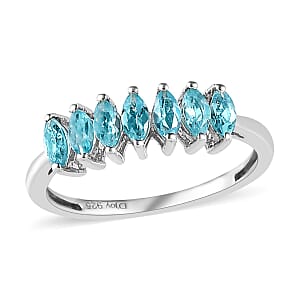 Madagascar Paraiba Apatite 7 Stone Ring in Platinum Over Sterling Silver (Size 8.0) 0.65 ctw