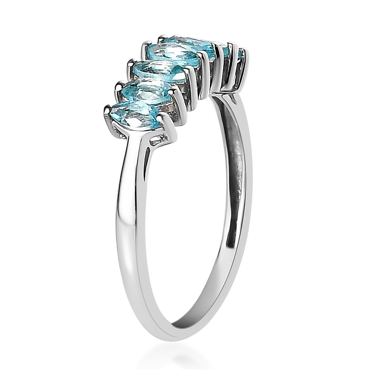 Madagascar Paraiba Apatite 7 Stone Ring in Platinum Over Sterling Silver (Size 8.0) 0.65 ctw image number 3