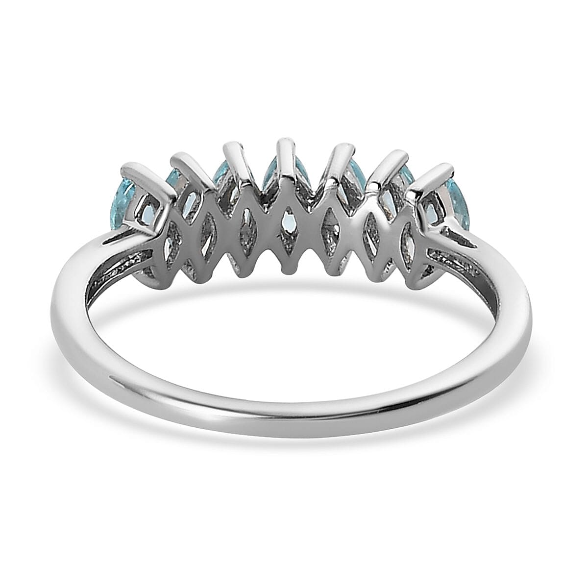 Madagascar Paraiba Apatite 7 Stone Ring in Platinum Over Sterling Silver (Size 8.0) 0.65 ctw image number 4