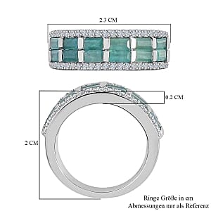 Grandidierite and White Zircon 4.30 ctw Ring in Platinum Over Sterling Silver (Size 5.5)