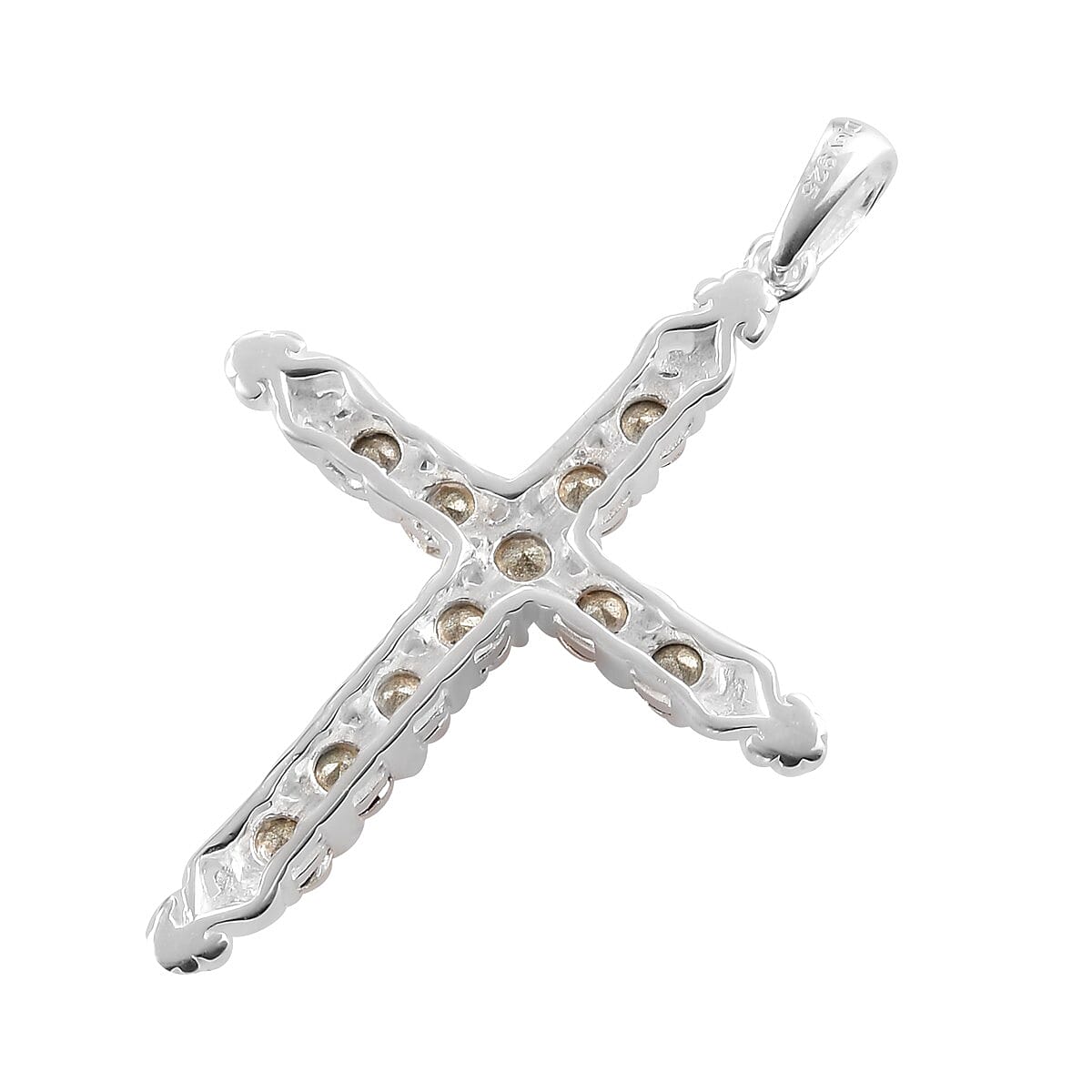 Aurora Borealis Crystal Cross Pendant in Sterling Silver