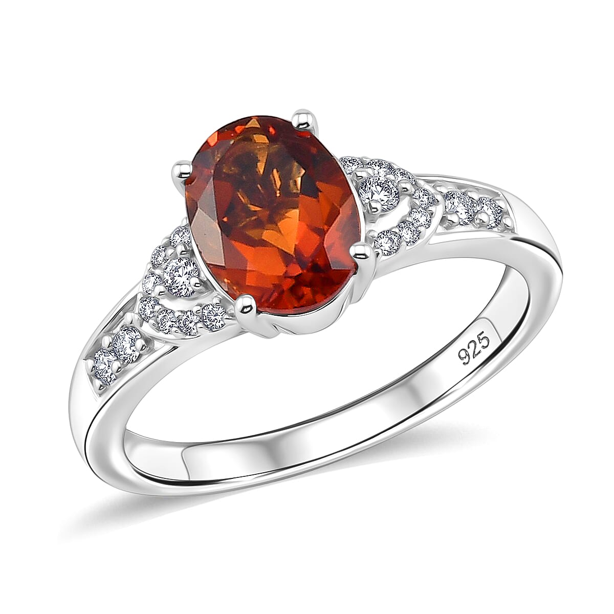 Santa Ana Madeira Citrine and White Zircon 1.00 ctw Ring in Platinum Over Sterling Silver (Size 5.5)