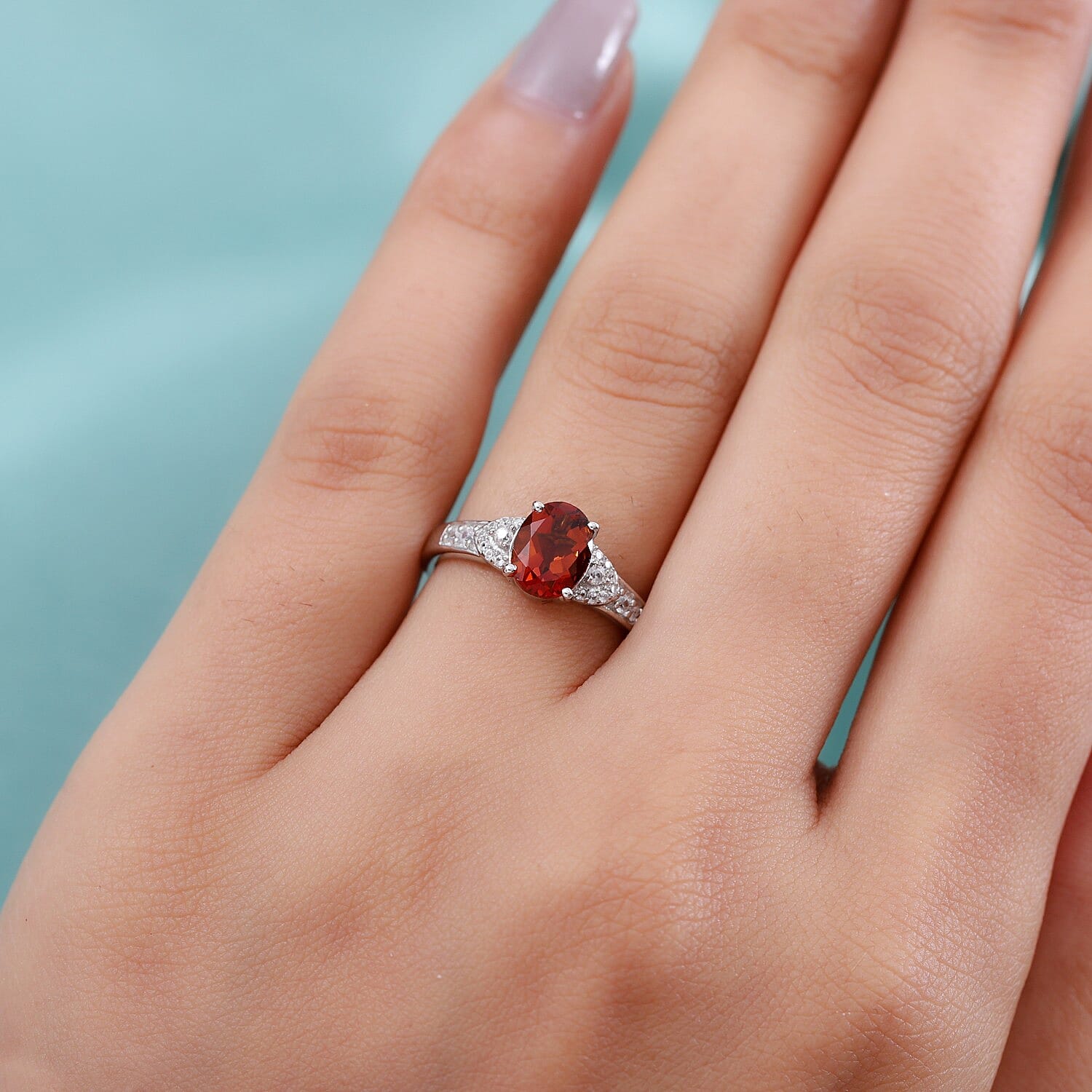 Santa Ana Madeira Citrine and White Zircon 1.00 ctw Ring in Platinum Over Sterling Silver (Size 5.5)